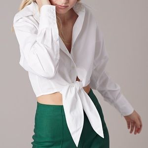 New! Diane von Furstenberg Front Tie Crop Shirt